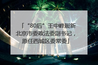 “80后”王中峰履新北京市委政法委副书记，原任西城区委常委